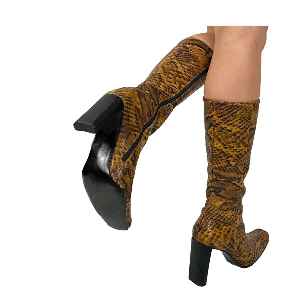 Snakeskin Pattern Knee-High Boots - Picture 3 of 13
